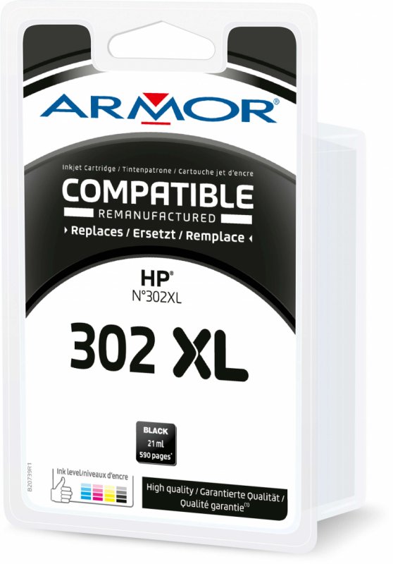 Armor ink-jet pro HP OJ 3830, 302XL, 21ml, černý - obrázek produktu