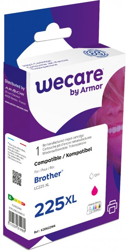 WECARE ARMOR ink kompatibilní s BROTHER LC-225M, červená/ magenta - obrázek produktu