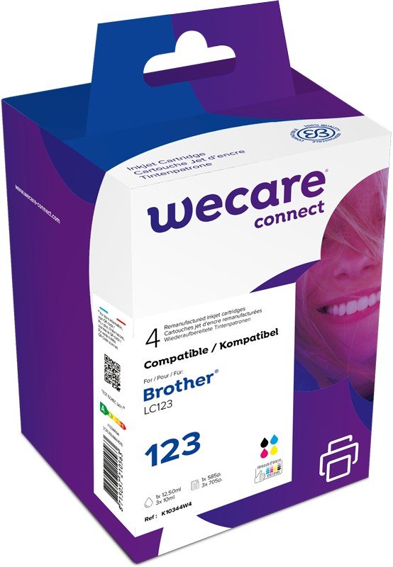 WECARE ARMOR ink sada kompatibilní s BROTHER LC-123 VAL BP, černá/ CMY - obrázek produktu