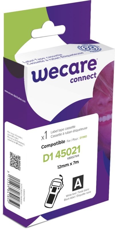 WECARE ARMOR páska kompatibilní s DYMO S0720610,White/ Black,12MM*7M - obrázek produktu