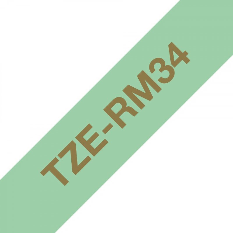 Brother TZE-RM34 zlatá na mentol.zelené, 12 mm, textilní páska - obrázek produktu