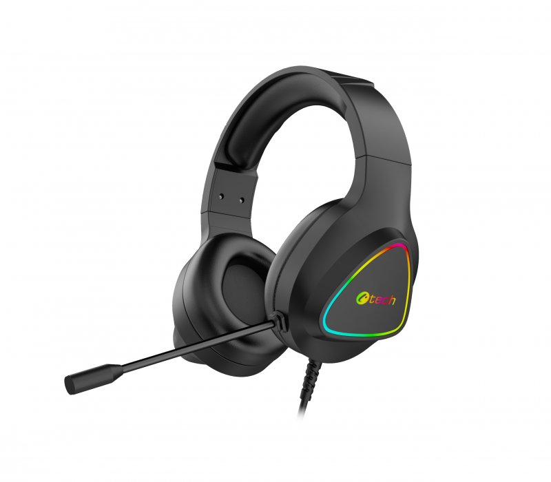 Herní sluchátka C-TECH Midas (GHS-17BK), casual gaming, RGB podsvícení, černá - obrázek produktu