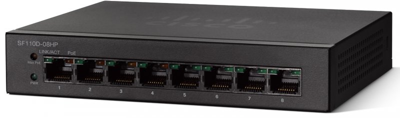 Cisco SF110D-08 Half POE-EU, 8x10/ 100 PoE Desktop Switch - obrázek produktu