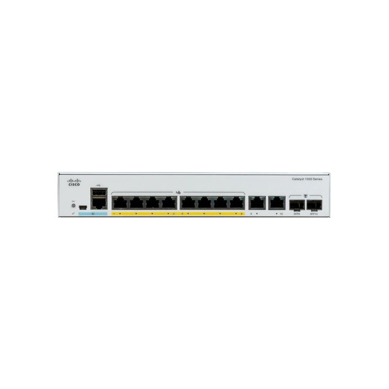 Catalyst C1000-8T-2G-L, 8x 10/ 100/ 1000 Ethernet ports, 2x 1G SFP and RJ-45 combo uplinks - obrázek produktu