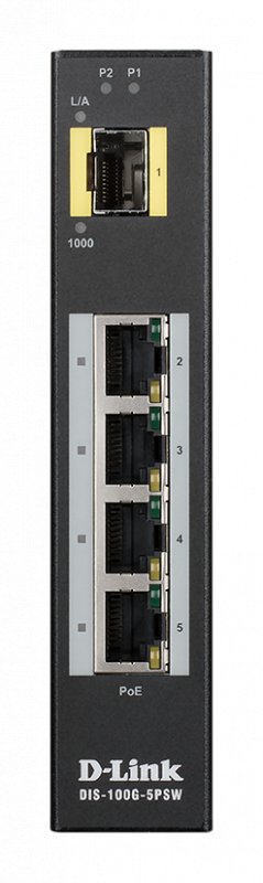 D-Link DIS-100G-5PSW Industrial Gigabit Unmanaged PoE Switch with SFP slot - obrázek č. 3