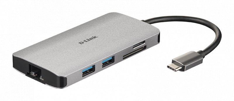 D-Link 8-in-1 USB-C Hub with HDMI/ Ethernet/ Card Reader/ Power Delivery - obrázek produktu