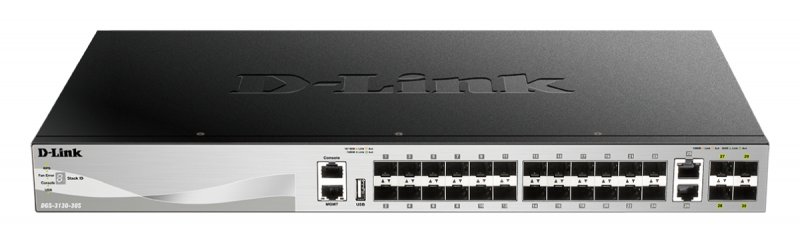 D-Link DGS-3130-30S L3 Stackable Managed switch, 24x SFP, 2x 10G RJ-45, 4x 10G SFP+ - obrázek produktu