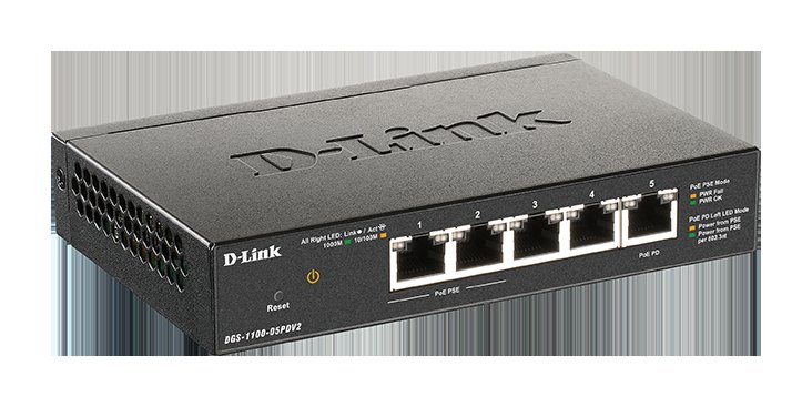 D-Link DGS-1100-05PDV2 5-Port Gigabit PoE Smart Managed Switch with 1 PD port - obrázek č. 1