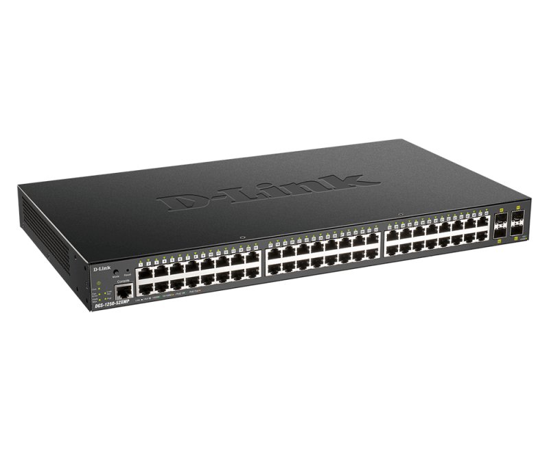 D-Link DGS-1250-52XMP Smart switch 48x Gb PoE+, 4x 1G/ 10G SFP+, 370W - obrázek č. 1
