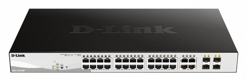 D-Link DGS-1210-28P L2/ L3 Smart+ PoE switch, 24x GbE PoE+, 4x RJ45/ SFP, PoE 193W - obrázek produktu