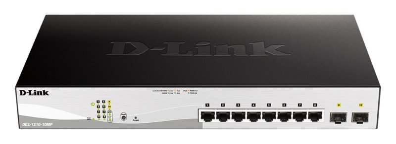 D-Link DGS-1210-10MP/ E 10-Port Gigabit PoE+ Smart Switch inc. 2x SFP Ports, POE budget 130W - obrázek produktu