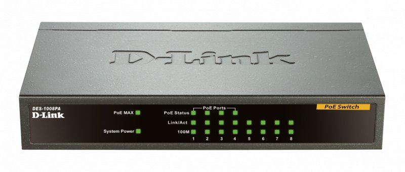 D-Link DES-1008PA 8x10/ 100 Desktop Switch, 4xPoE - obrázek č. 1