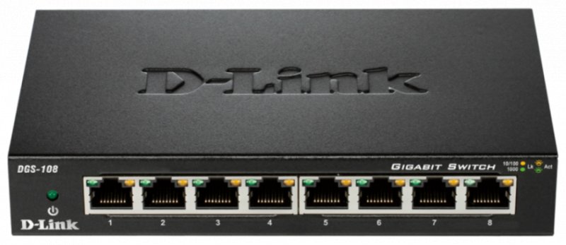 D-Link DGS-108 kovový 8-port 10/ 100/ 1000 Switch - obrázek produktu