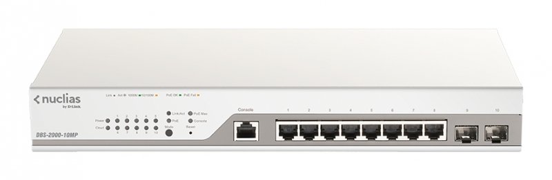 D-Link DBS-2000-10MP 10x Gb PoE+ Nuclias Smart Managed Switch 2x SFP Ports (With 1 Year License) - obrázek produktu