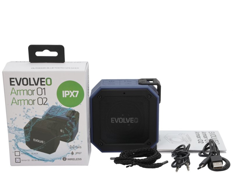 EVOLVEO Armor O2, 12W, IPX7, outdoorový Bluetooth reproduktor, modro černý - obrázek č. 3