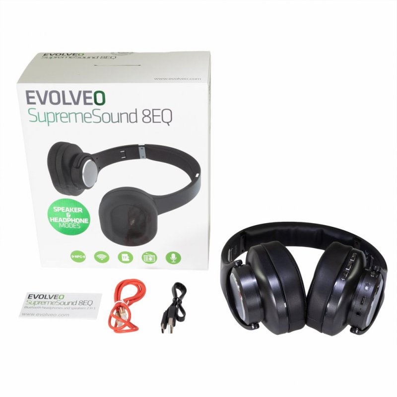 EVOLVEO SupremeSound 8EQ, Bluetooth sluchátka s reproduktorem a ekvalizérem 2v1, černé - obrázek č. 7