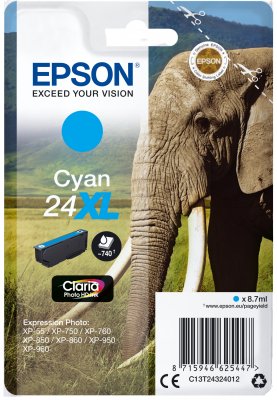 Epson Singlepack Cyan 24XL Claria Photo HD Ink - obrázek produktu