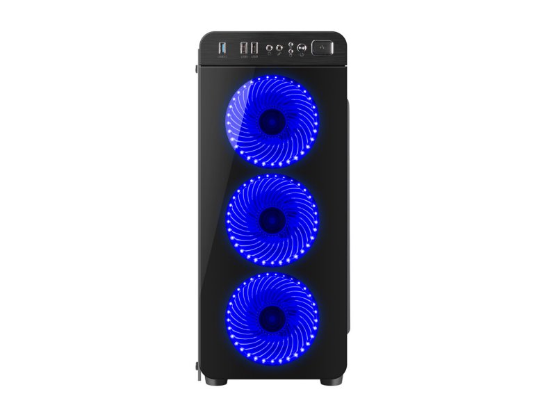 Počítačová skříň Genesis IRID 300 BLUE MIDI (USB 3.0), 4 ventilátory s modrým podsvícením - obrázek č. 2