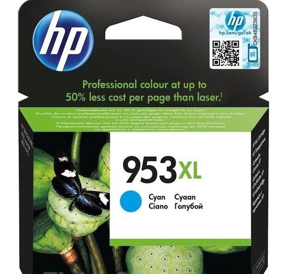 HP 953XL azurová inkoustová kazeta, F6U16AE - obrázek produktu