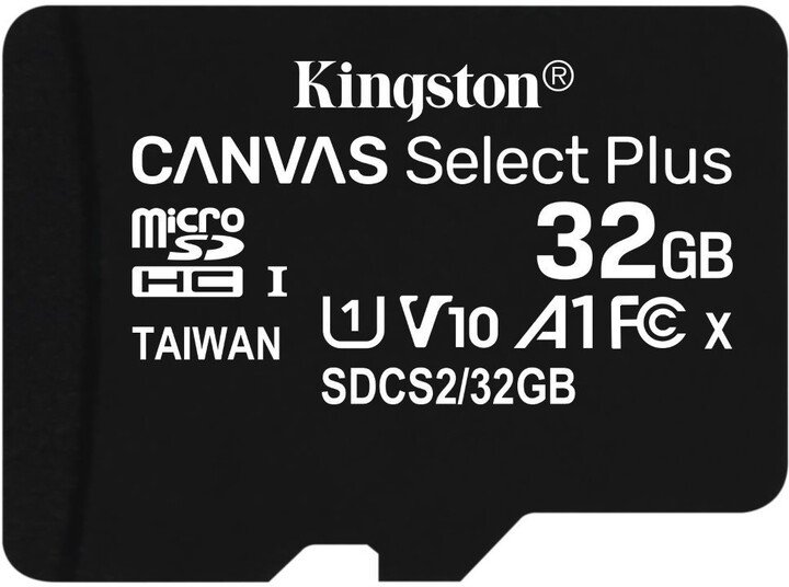 Kingston Canvas Select Plus A1/ micro SDHC/ 32GB/ 100MBps/ UHS-I U1 /  Class 10 - obrázek produktu