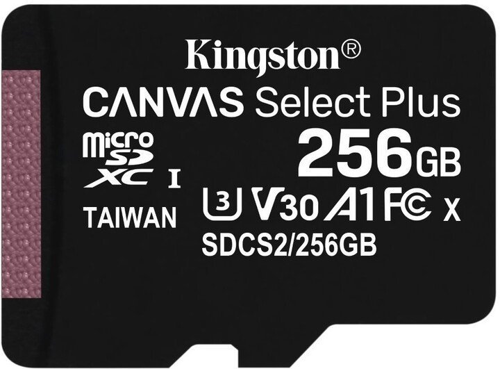 Kingston CANVAS SELECT PLUS/ micro SDXC/ 256GB/ 100MBps/ UHS-I U3 /  Class 10 - obrázek produktu