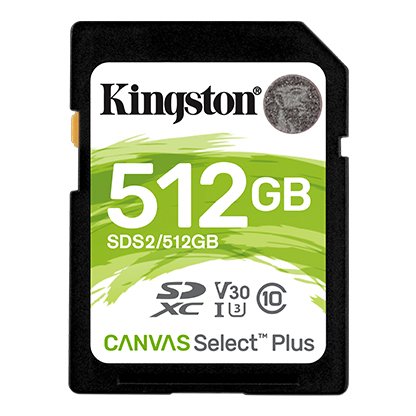Kingston Canvas Select Plus U3/ SDXC/ 512GB/ 100MBps/ UHS-I U3 /  Class 10 - obrázek produktu