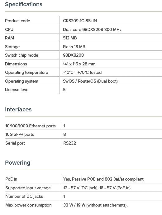 MikroTik CRS309-1G-8S+IN Cloud Router Switch 8x SFP+, 1x GB LAN - obrázek č. 3