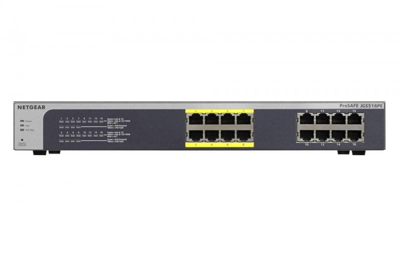 NETGEAR ProSAFE Plus 16 ports switch with PoE, Rack-mount, JGS516PE - PROMO - obrázek č. 1