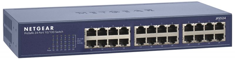 NETGEAR ProSAFE 24 Port 10/ 100 Mbps Fast Ethernet Switch, Rack-mount, JFS524 - obrázek produktu