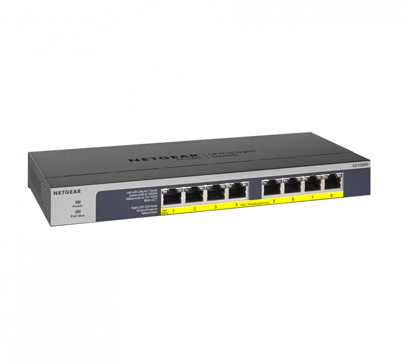 NETGEAR 8-port 10/ 100/ 1000Mbps Gigabit Ethernet, Flexible PoE, GS108PP - obrázek č. 2