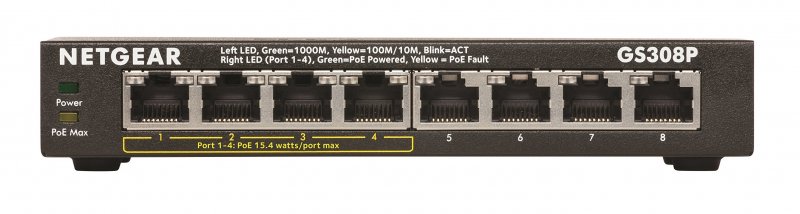 NETGEAR 8 Port Gigabit Ethernet Unmanaged Switch with 4-Port PoE, GS308P - obrázek produktu