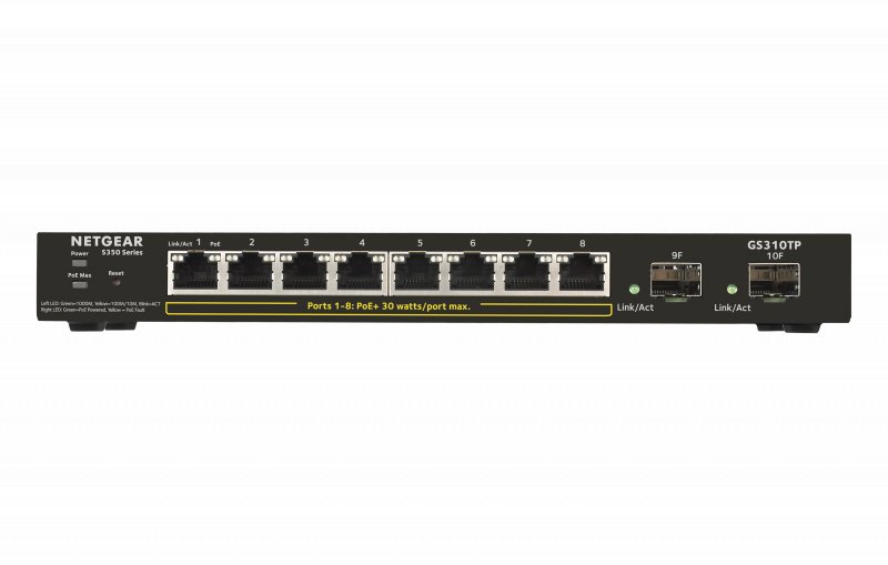 NETGEAR S350 Series 8-port Gb PoE+ Ethernet Smart Managed Pro Switch, 2 SFP Ports, GS310TP - obrázek č. 1