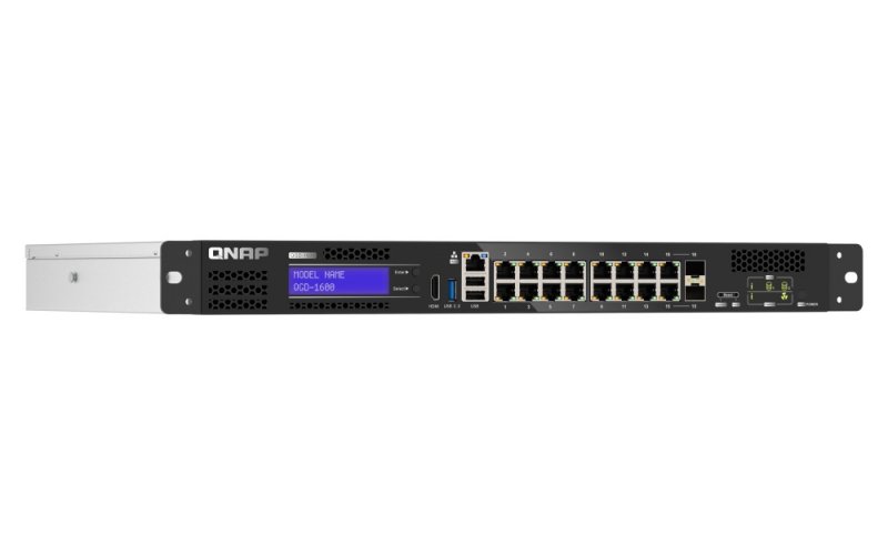 QNAP řízený switch QGD-1600-8G (16x GbE, 4core CPU, 8GB RAM, 2x 2,5" SATA, 2x PCIe, 1x HDMI, 3x USB) - obrázek č. 1