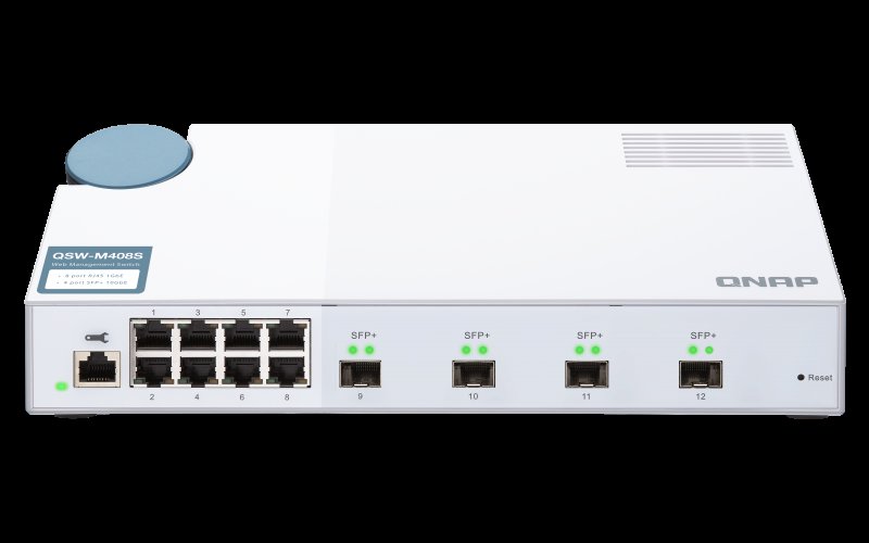 QNAP řízený switch QSW-M408S (12portů: 8x Gigabit port + 4x 10G SFP+ porty) - obrázek č. 1