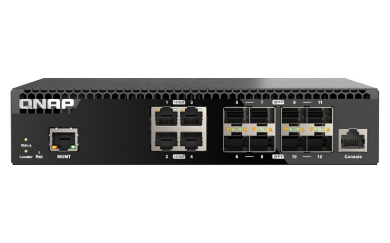 QNAP řízený switch QSW-M3212R-8S4T (4x 10GbE porty + 8x 10G SFP+ porty, poloviční šířka) - obrázek produktu