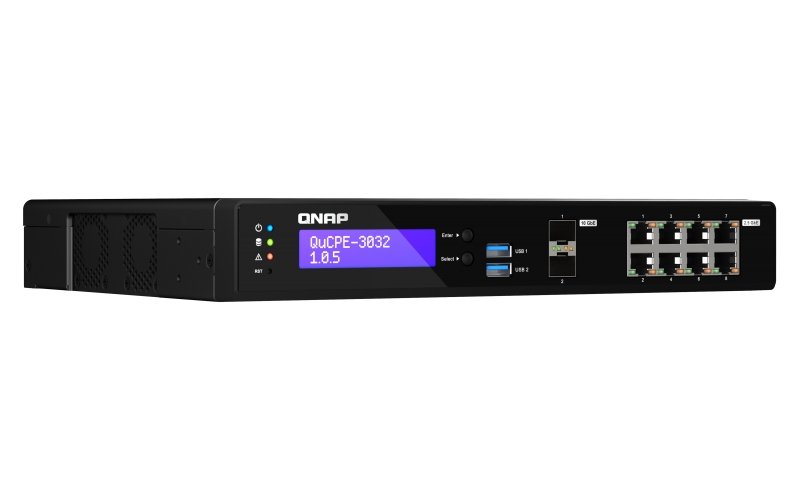 QNAP NVPE zařízení QuCPE-3032-C3558R-8G (4core C3558R 2,4GHz, 8GB RAM, 2x M.2, 8x2,5GbE, 2x10G SFP+) - obrázek č. 2