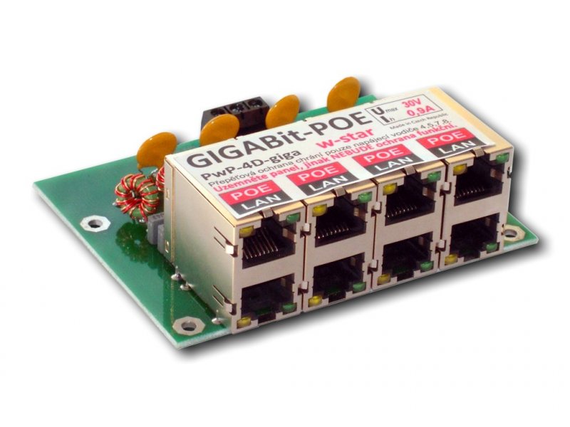 W-star Gigabit 4 port napájecí panel 60V s ochranou,  pojistkou a signalizací, PWP4G60 - obrázek produktu