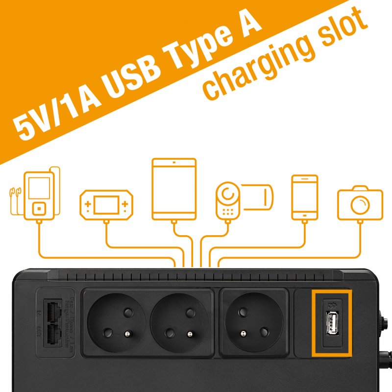 FSP UPS ECO 800 FR, 800 VA /  480 W, USB, RJ45, line interactive - obrázek č. 1