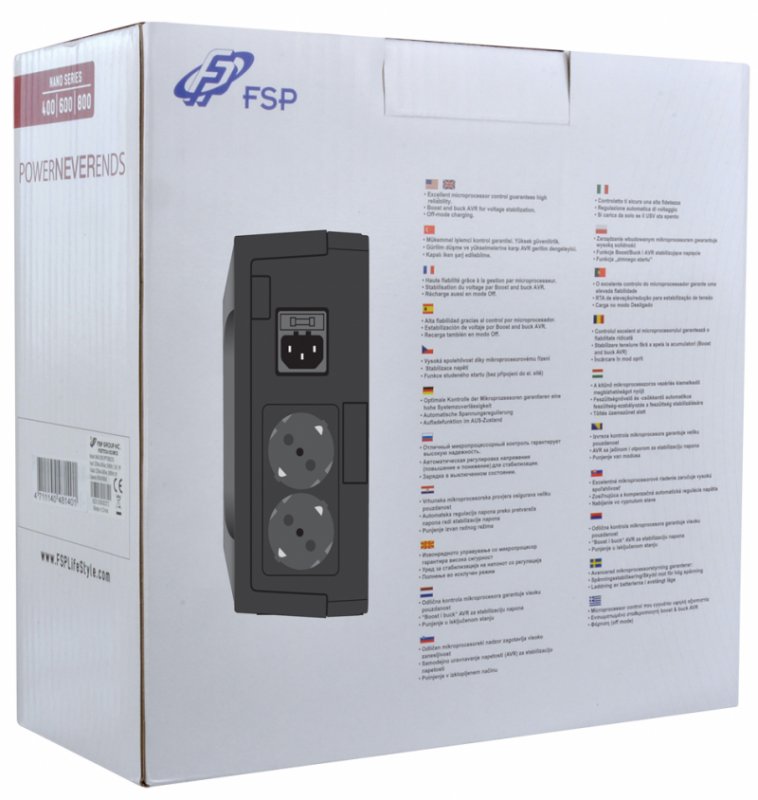FSP UPS Nano 600, 600 VA /  360 W, offline - obrázek č. 4