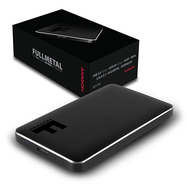 AXAGON EE25-F6B, USB3.0 - SATA 6G 2.5" FULLMETAL externí box, černý - obrázek produktu