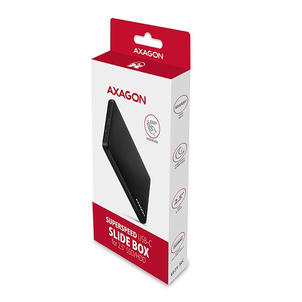 AXAGON EE25-SLC, USB-C 3.2 Gen 1 - SATA 6G 2.5" SLIDE box, bezšroubkový, černý - obrázek č. 7