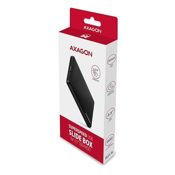 AXAGON EE25-SL, USB 3.2 Gen 1 - SATA 6G, 2.5" SLIDE box, bezšroubkový, černý - obrázek č. 7
