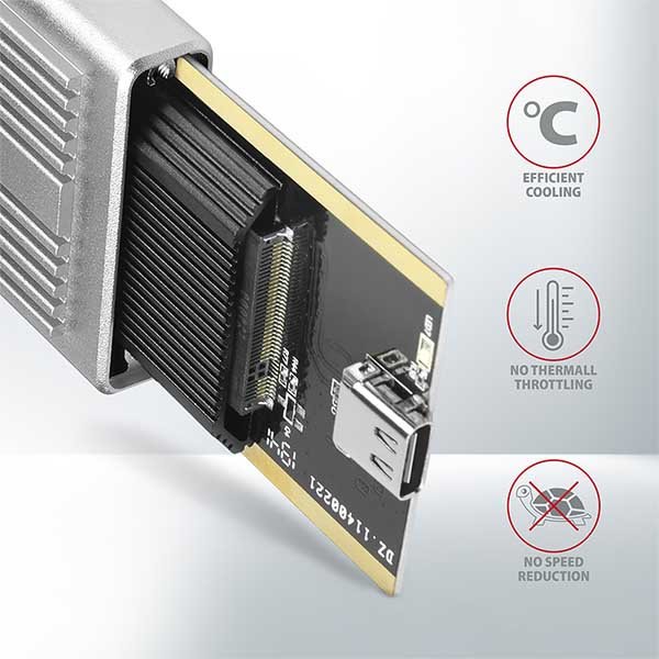 AXAGON EEM2-XS, USB-C 3.2 Gen 2 - M.2 NVMe SSD kovový SHOCKPROOF box s dvěma chladiči - obrázek č. 5