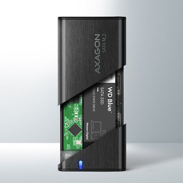AXAGON EEM2-SBC, USB-C 3.2 Gen 2 - M.2 SATA SSD kovový RAW box, bezšroubkový - obrázek č. 5