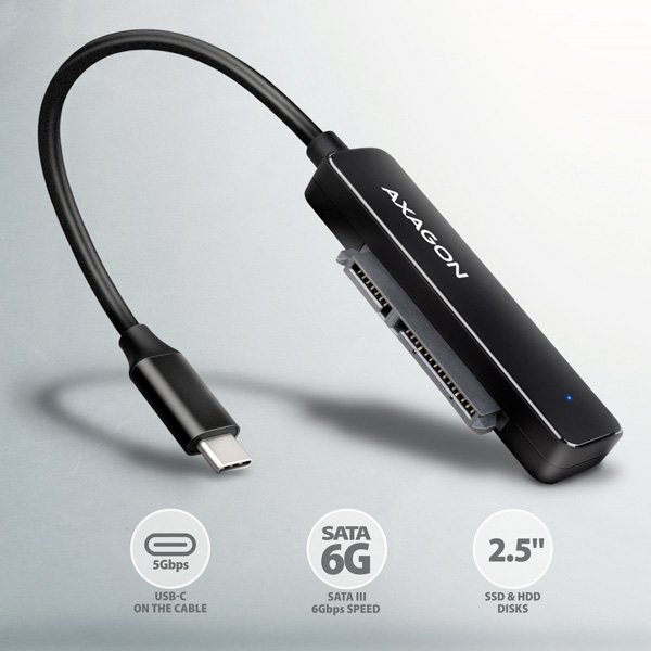 AXAGON ADSA-FP2C USB-C 5Gbps - SATA 6G 2.5" SSD/ HDD SLIM adaptér - obrázek č. 1