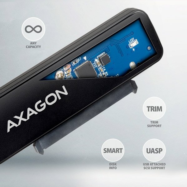 AXAGON ADSA-FP2C USB-C 5Gbps - SATA 6G 2.5" SSD/ HDD SLIM adaptér - obrázek č. 4
