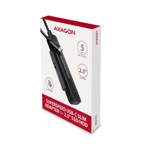 AXAGON ADSA-FP2C USB-C 5Gbps - SATA 6G 2.5" SSD/ HDD SLIM adaptér - obrázek č. 6