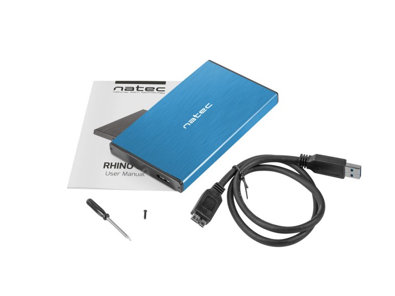 Externí box pro HDD 2,5" USB 3.0 Natec Rhino Go, modrý, hliníkové tělo - obrázek č. 3