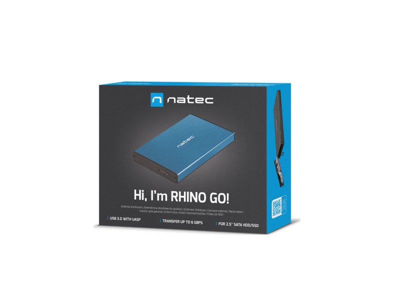 Externí box pro HDD 2,5" USB 3.0 Natec Rhino Go, modrý, hliníkové tělo - obrázek č. 1