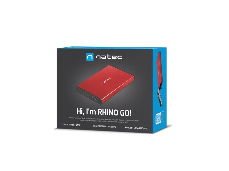 Externí box pro HDD 2,5" USB 3.0 Natec Rhino Go, červený, hliníkové tělo - obrázek č. 5